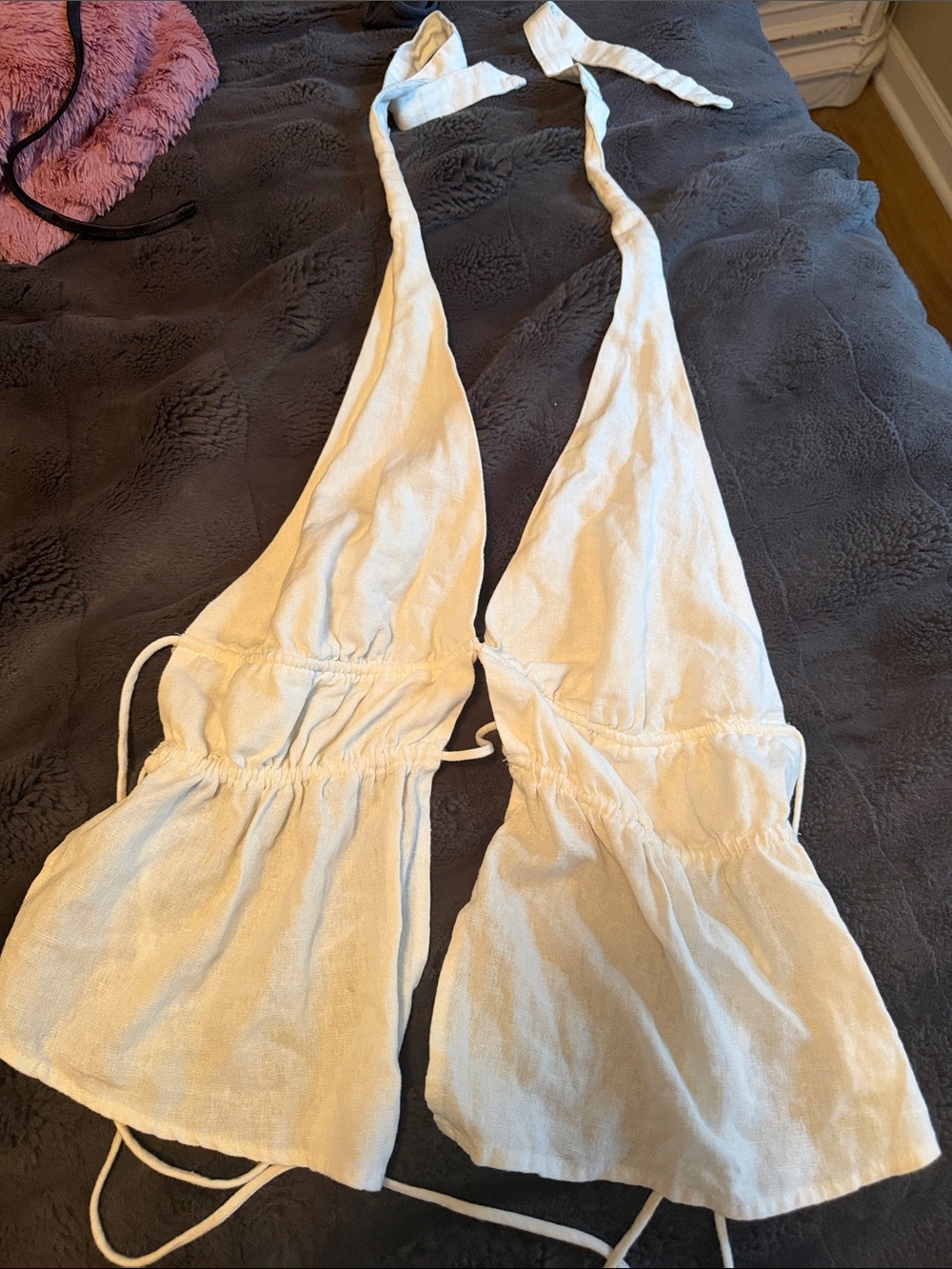 Garage White Halter Tie-Back Bandeau Top